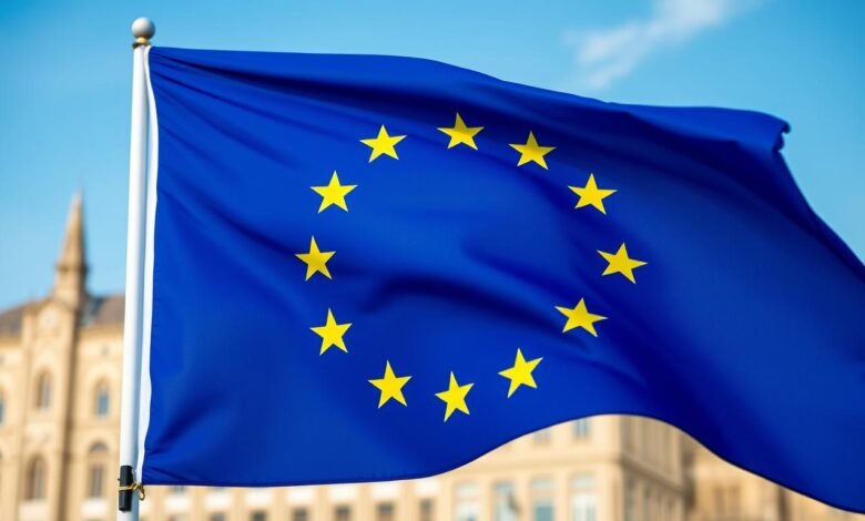 Bendera Uni Eropa dengan satu bintang yang hilang melambangkan keluarnya Inggris dari UE