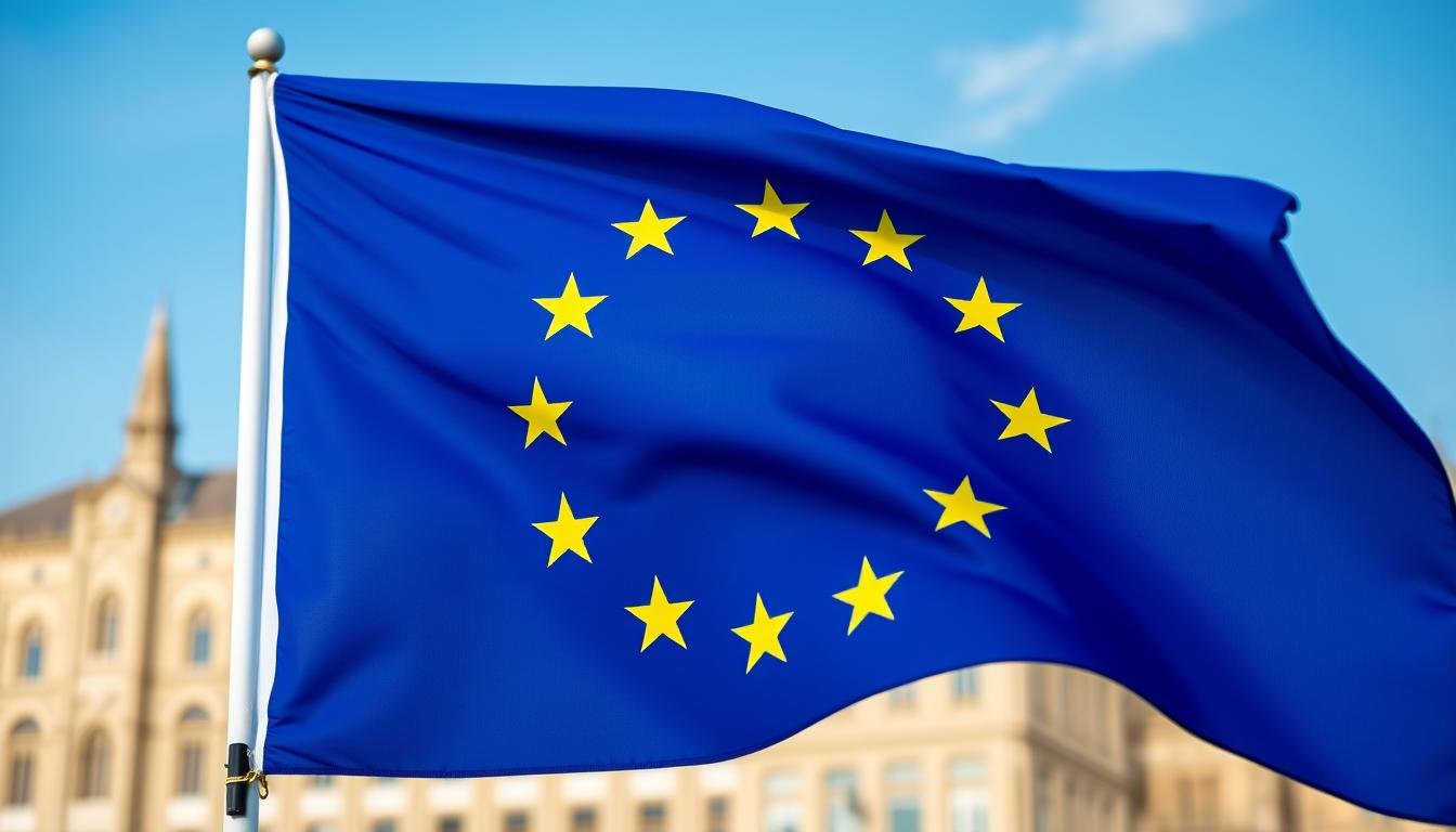 Bendera Uni Eropa dengan satu bintang yang hilang melambangkan keluarnya Inggris dari UE